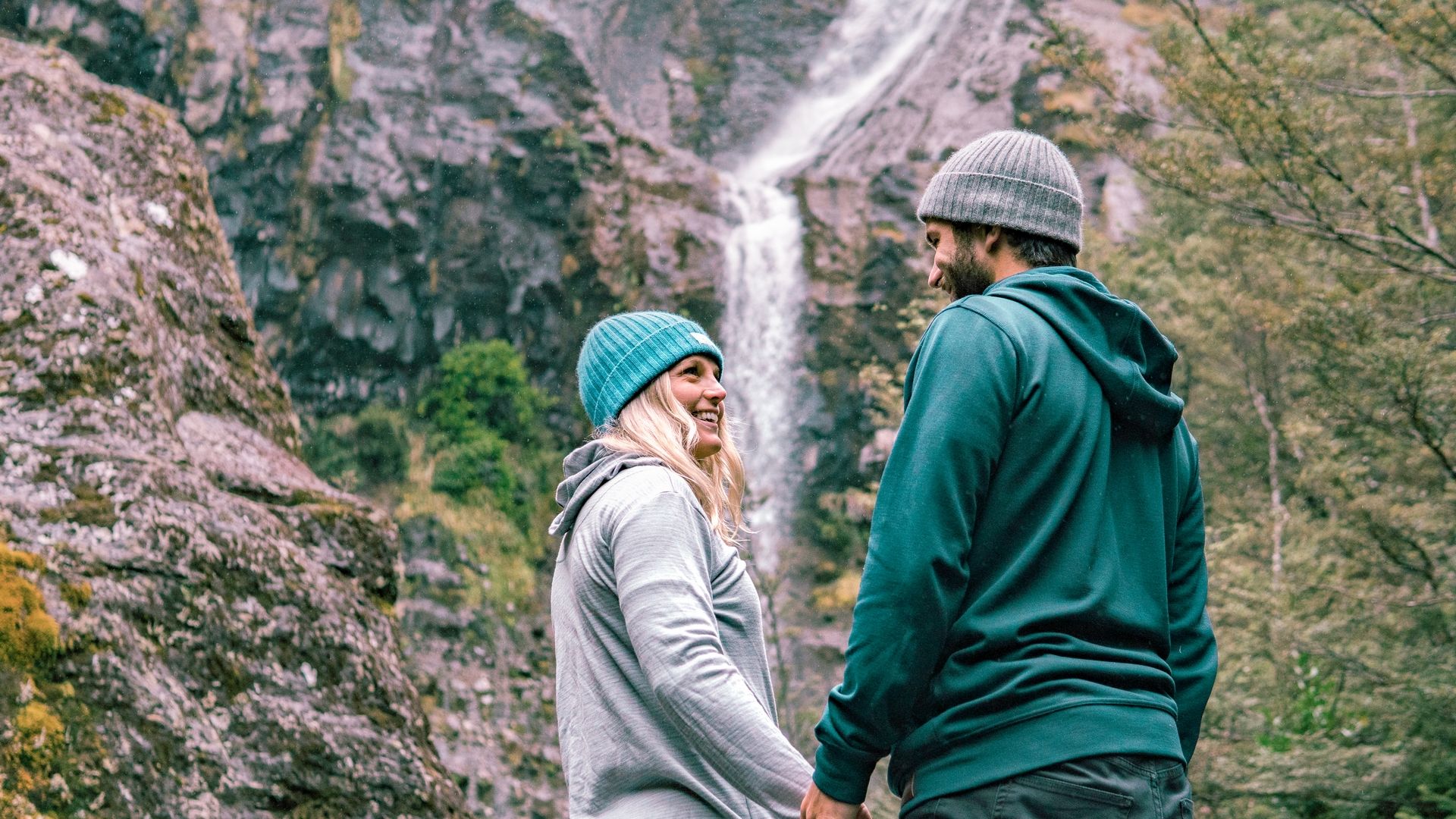 Couple holding hands at Waitonga Falls, Ohakune Mountain Road - Visit Ruapehu.jpg